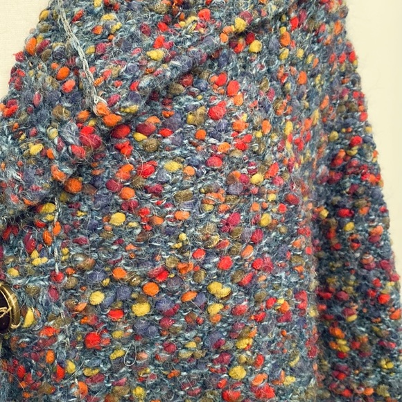 Curio New York Grey Red Chunky Knit Ribbed Alpaca Mohair Cardigan Sweater Size M - Picture 4 of 14